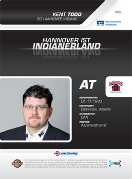 2009-10 Hannover Indians Playercards #26 Kent Todd Back