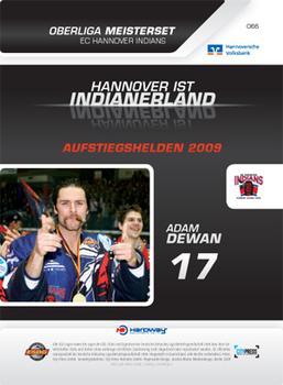 2009-10 Hannover Indians Playercards #66 Adam Dewan Back