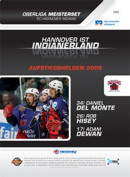 2009-10 Hannover Indians Playercards #69 Daniel Del Monte / Rob Hisey / Adam Dewan Back