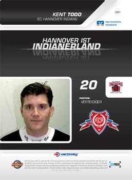 2009-10 Hannover Indians Playercards #91 Kent Todd Back