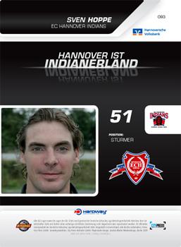 2009-10 Hannover Indians Playercards #93 Sven Hoppe Back