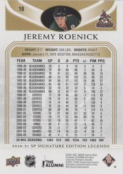 2020-21 SP Signature Edition Legends - Gold Foil #18 Jeremy Roenick Back