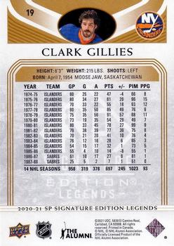 2020-21 SP Signature Edition Legends - Gold Foil #19 Clark Gillies Back