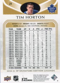 2020-21 SP Signature Edition Legends - Gold Foil #21 Tim Horton Back