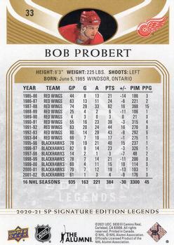 2020-21 SP Signature Edition Legends - Gold Foil #33 Bob Probert Back