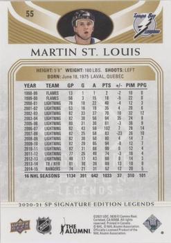 2020-21 SP Signature Edition Legends - Gold Foil #55 Martin St. Louis Back