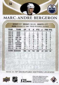 2020-21 SP Signature Edition Legends - Gold Foil #56 Marc-Andre Bergeron Back