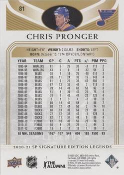 2020-21 SP Signature Edition Legends - Gold Foil #81 Chris Pronger Back