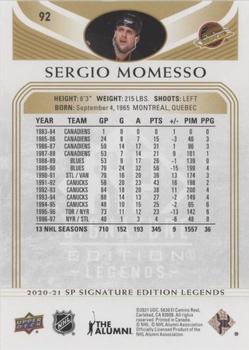2020-21 SP Signature Edition Legends - Gold Foil #92 Sergio Momesso Back