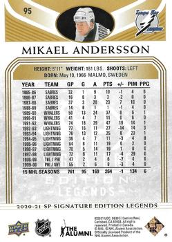 2020-21 SP Signature Edition Legends - Gold Foil #95 Mikael Andersson Back