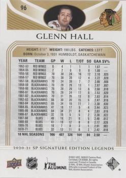 2020-21 SP Signature Edition Legends - Gold Foil #96 Glenn Hall Back