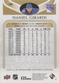 2020-21 SP Signature Edition Legends - Gold Foil #109 Daniel Girardi Back