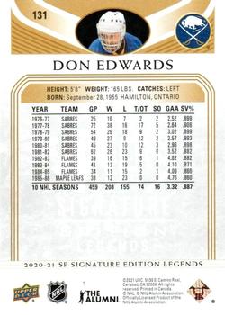 2020-21 SP Signature Edition Legends - Gold Foil #131 Don Edwards Back