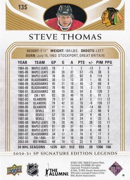 2020-21 SP Signature Edition Legends - Gold Foil #135 Steve Thomas Back
