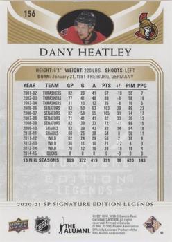 2020-21 SP Signature Edition Legends - Gold Foil #156 Dany Heatley Back