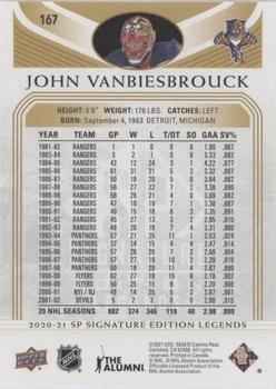 2020-21 SP Signature Edition Legends - Gold Foil #167 John Vanbiesbrouck Back
