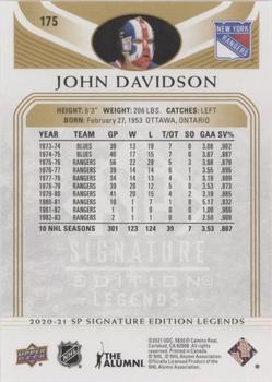 2020-21 SP Signature Edition Legends - Gold Foil #175 John Davidson Back