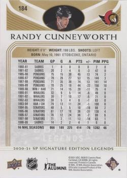 2020-21 SP Signature Edition Legends - Gold Foil #184 Randy Cunneyworth Back