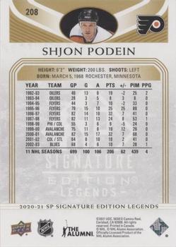 2020-21 SP Signature Edition Legends - Gold Foil #208 Shjon Podein Back