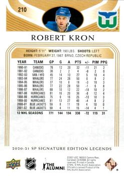 2020-21 SP Signature Edition Legends - Gold Foil #210 Robert Kron Back