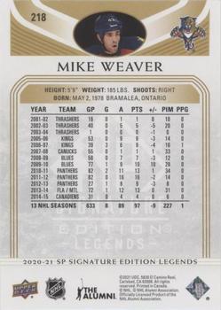 2020-21 SP Signature Edition Legends - Gold Foil #218 Mike Weaver Back