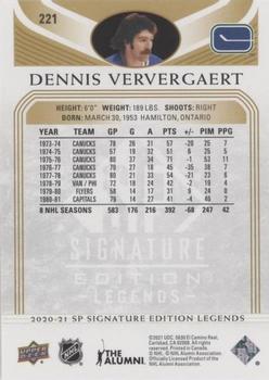 2020-21 SP Signature Edition Legends - Gold Foil #221 Dennis Ververgaert Back