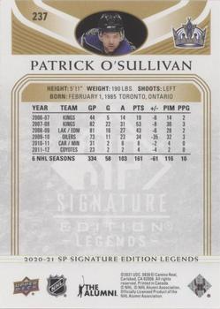 2020-21 SP Signature Edition Legends - Gold Foil #237 Patrick O'Sullivan Back