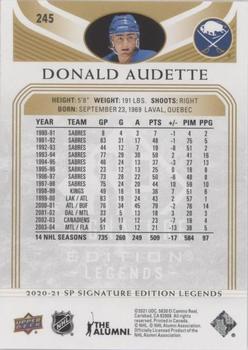 2020-21 SP Signature Edition Legends - Gold Foil #245 Donald Audette Back