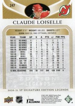 2020-21 SP Signature Edition Legends - Gold Foil #247 Claude Loiselle Back
