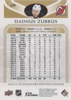 2020-21 SP Signature Edition Legends - Gold Foil #279 Dainius Zubrus Back