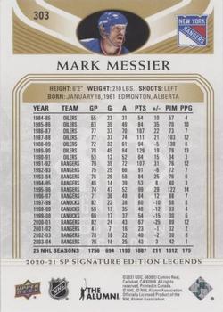 2020-21 SP Signature Edition Legends - Gold Foil #303 Mark Messier Back