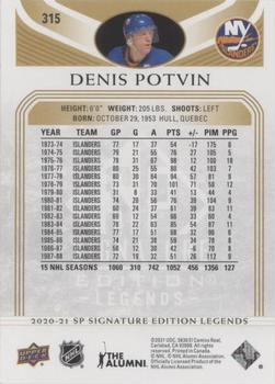 2020-21 SP Signature Edition Legends - Gold Foil #315 Denis Potvin Back