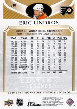 2020-21 SP Signature Edition Legends - Gold Foil #318 Eric Lindros Back