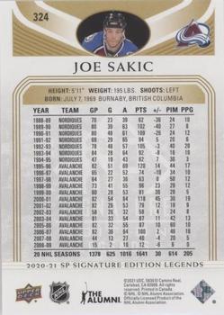 2020-21 SP Signature Edition Legends - Gold Foil #324 Joe Sakic Back