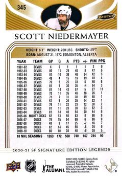 2020-21 SP Signature Edition Legends - Gold Foil #345 Scott Niedermayer Back