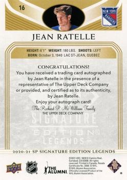 2020-21 SP Signature Edition Legends - Gold Spectrum Foil Autographs #16 Jean Ratelle Back