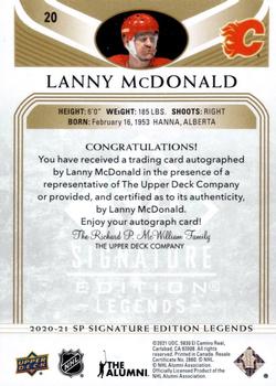 2020-21 SP Signature Edition Legends - Gold Spectrum Foil Autographs #20 Lanny McDonald Back