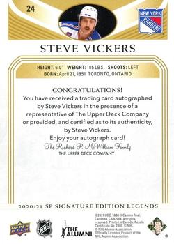 2020-21 SP Signature Edition Legends - Gold Spectrum Foil Autographs #24 Steve Vickers Back