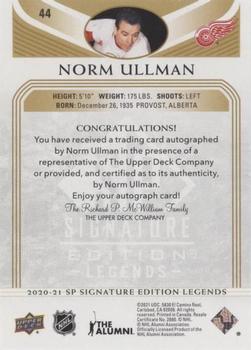 2020-21 SP Signature Edition Legends - Gold Spectrum Foil Autographs #44 Norm Ullman Back