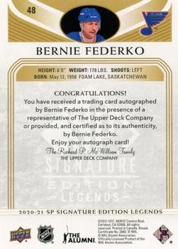 2020-21 SP Signature Edition Legends - Gold Spectrum Foil Autographs #48 Bernie Federko Back