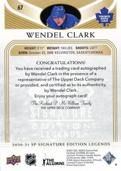 2020-21 SP Signature Edition Legends - Gold Spectrum Foil Autographs #67 Wendel Clark Back