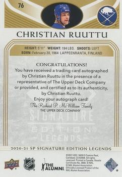 2020-21 SP Signature Edition Legends - Gold Spectrum Foil Autographs #76 Christian Ruuttu Back