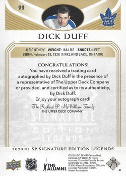2020-21 SP Signature Edition Legends - Gold Spectrum Foil Autographs #99 Dick Duff Back
