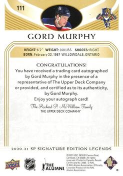 2020-21 SP Signature Edition Legends - Gold Spectrum Foil Autographs #111 Gord Murphy Back
