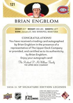 2020-21 SP Signature Edition Legends - Gold Spectrum Foil Autographs #121 Brian Engblom Back