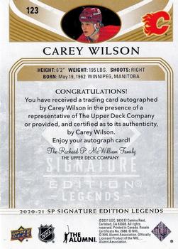 2020-21 SP Signature Edition Legends - Gold Spectrum Foil Autographs #123 Carey Wilson Back