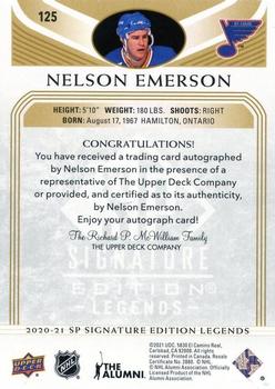 2020-21 SP Signature Edition Legends - Gold Spectrum Foil Autographs #125 Nelson Emerson Back