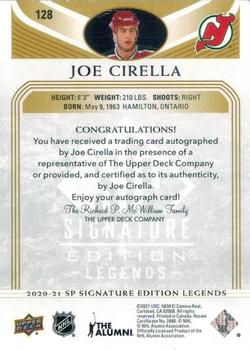 2020-21 SP Signature Edition Legends - Gold Spectrum Foil Autographs #128 Joe Cirella Back