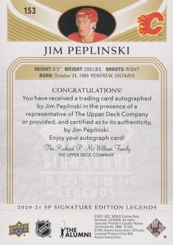2020-21 SP Signature Edition Legends - Gold Spectrum Foil Autographs #153 Jim Peplinski Back