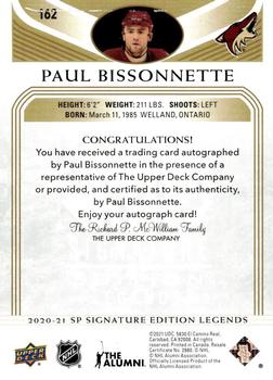 2020-21 SP Signature Edition Legends - Gold Spectrum Foil Autographs #162 Paul Bissonnette Back